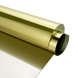 Reflective Window Film Cling Mirror One Way Privacy Window Tint Heat Control Anti UV Solar Film for Home Office Glass See Out Not in, 35.4 Inch x 10 Feet, Gold Silver