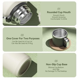 XUDREZ Stainless Steel Thermos Flask with Layer Filter, Thermos Flask Hot and Cold Drinks - Lasts 24 Hours - Leak-proof Vacuum Insulated Bottles with Cup for Coffee Work Milk (Green, 800 ml)