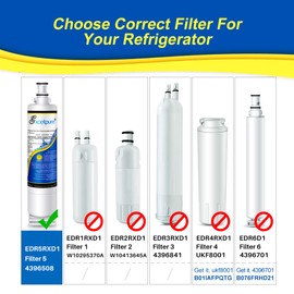 EXCELPURE 4396508 Refrigerator Water Filter，Replacement for Whirlpool EDR5RXD1,4396510, KitchenAid 4392857,EveryDrop FILTER 5,Kenmore 9010,NL240,LC400v, WF285,R-9010,WF-NL300,WSW-1，3 PACK