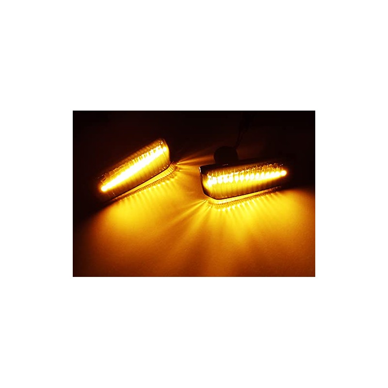 2x Clear Lens Side Indicator Amber LED Marker Repeater Light