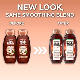 Garnier Hair Care Whole Blends Smoothing Hair Care Shampoo Set With Coconut Oil and Cocoa Butter Extracts, For Frizz Control, Paraben Free 44 Fl Oz
