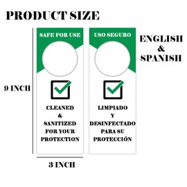 50PCS Safe for Use Hang Tags English & Spanish Safety Signs,Cleaned & Sanitized for Your Protection Tags Double-Sided for Enhanced Visibility hotels offices restaurants