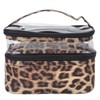 Double Layer Cosmetic Bag PVC Leopard Print Design Portable Large