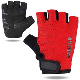 WIDZAR Cycling Gloves for Men and Women Half Finger Gloves, Ideal for Bicycle, Bike Riding, Weight Lifting, Gym Training - Light Weight and Breathable Design with Strong Grip (RED, XXL)