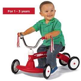 Radio Flyer Scoot About Ride On Tike for Ages 1-3, Four Wheels for Scooting Stability and Working Steering for Easy Indoor Outdoors Riding
