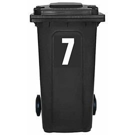 Packwith Pack of 4 White Wheelie Bin Number 7 Stickers (17 cm) Vinyl Bin Stikcers Packwith® #PBN10-7