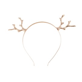 HIXNUG Christmas Antler Headband Reindeer Antler Hairband Xmas Hair Hoops for Women Deer Headband Gold