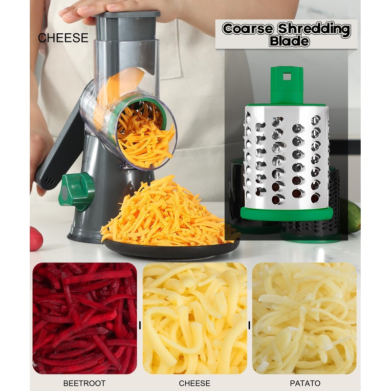 Ourokhome Rotary Cheese Grater Hand Crank, Kitchen Shredder Speed Mandolin
