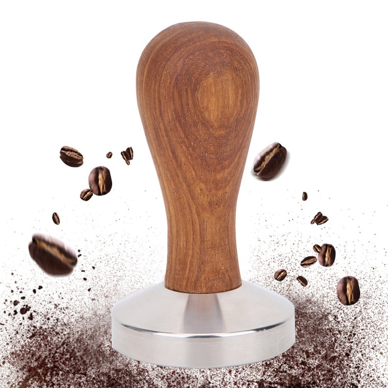 58mm Stainless Steel Coffee Tamper Wooden Handle Powder Pressing Tool