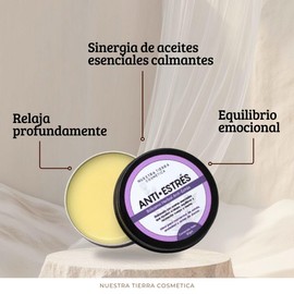 Nuestra Tierra Cosmetica Bálsamo Herbal Anti-Estrés, Aceites Esenciales para Relajación, Equilibrio Cuerpo y Mente, 30g