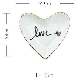 CHOOLD Original Ceramic Heart Shape Ring Dish Holder Jewelry Tray Dish Trinket Holder Jewelry Holder Home Decor Dish Wedding Birthday Xmas Gift
