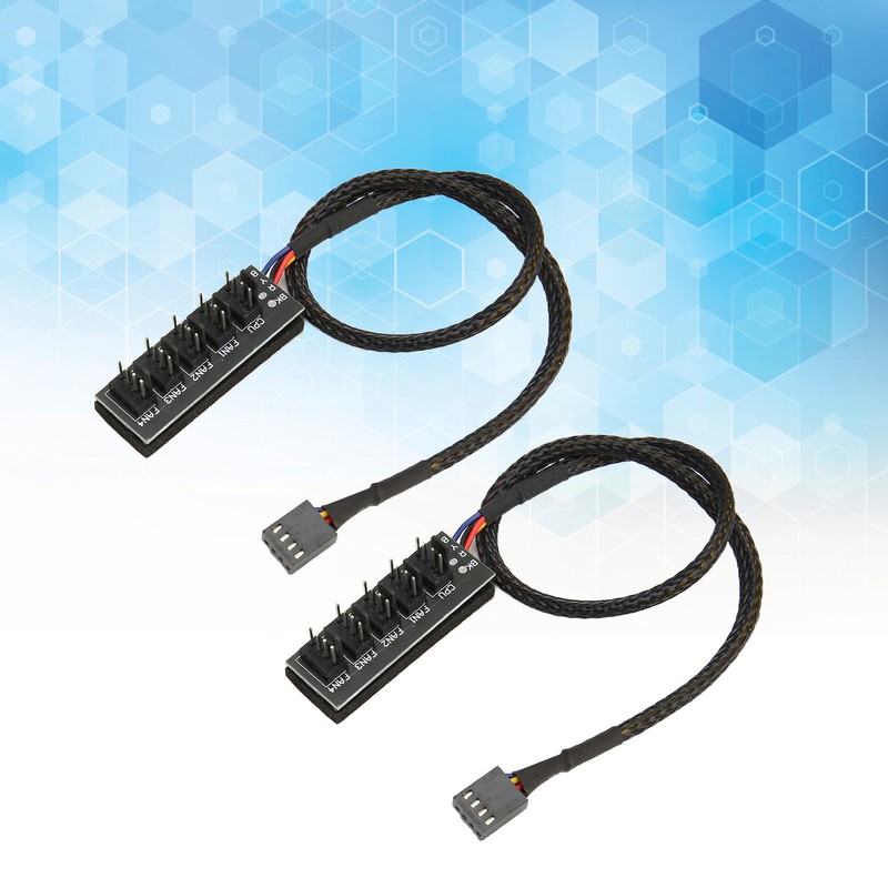 2Pcs PWM Fan Hub 5 Way 4Pin 13.8in Cable Length