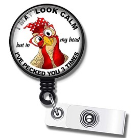 Funny Chicken Badge Reel Holder Retractable with ID Clip for Office Worker Doctor Nurse Volunteer Teacher Student Lab Technician