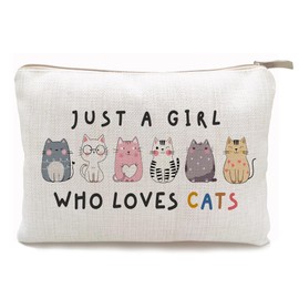 Cat Makeup Bag for Women, Cute Cosmetic Pouch for Cat Lovers, Travel Case for Teens, Daughters, and Cat Moms, Perfect Birthday Gift (Cat)