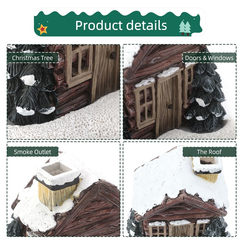 Log Cabin Incense Burner Resin Christmas Snowy Winter Incense Cone
