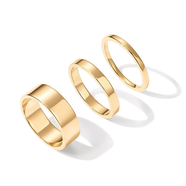 PAVOI 18K Gold Plated Rings Set | Gold Stacking Rings for Women | Stacking Ring Set (Yellow Gold, 7)