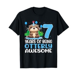 7 Years Of Being Otterly Awesome 7th Birthday Cute Otter T-Shirt