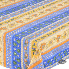 60x96" Rectangular Monaco Blue Cotton Coated Provence Tablecloth by Le Cluny