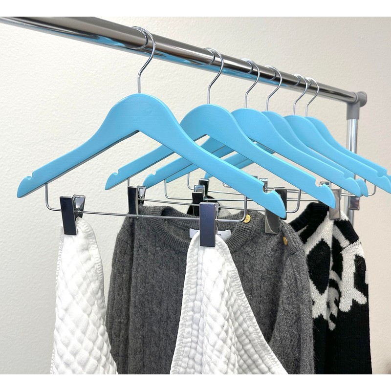 Kids Hangers with Metal Clips Pant Bar 4T-10 (Air Blue)