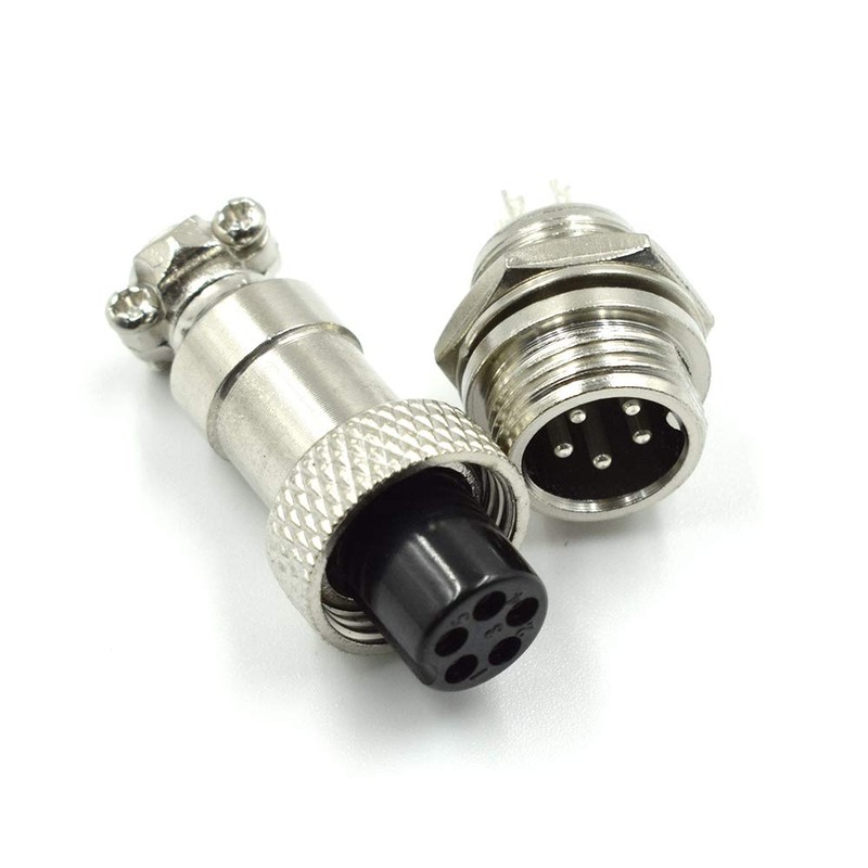 Hxchen 5 Pin Metal Male Female Panel Connector 12mm GX12-5P