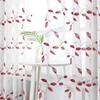 Tollpiz Burgundy Red Leaf Sheer Curtain Leaves Embroidered Bedroom Curtains