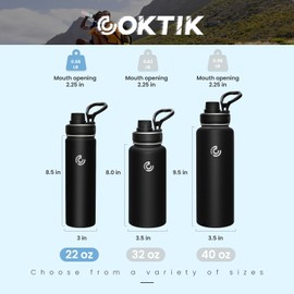 Sports Water Bottle 22oz, Insulated Water Bottle with Handle,Stainless Steel,Simple Modern,Suitable for Travel, School, Boy, Girl(Black)
