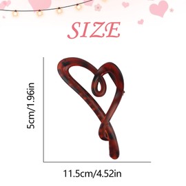 Valentine’s Day Hair Clips for Women Amber Color Heart Hair Claw Clips Vintage Hair Claws Matte Acrylic Hair Clip French Hair Barrettes Large Hairgrips for Thick Valentine's Hair Accessories 1Pcs