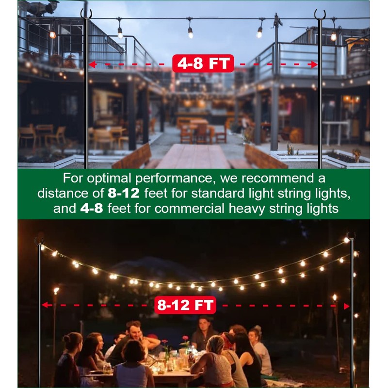 Tigerden 10ft String Light Pole for Soft Surfaces, Light Pole