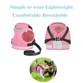Cat Harness and Leash for Walking, Kitten Escape Proof Harnesses, Adjustable Reflective Puppy Vest Harness with Leashes Set, Easy Adjustable Soft net Breathable Pet Safety Jacket
