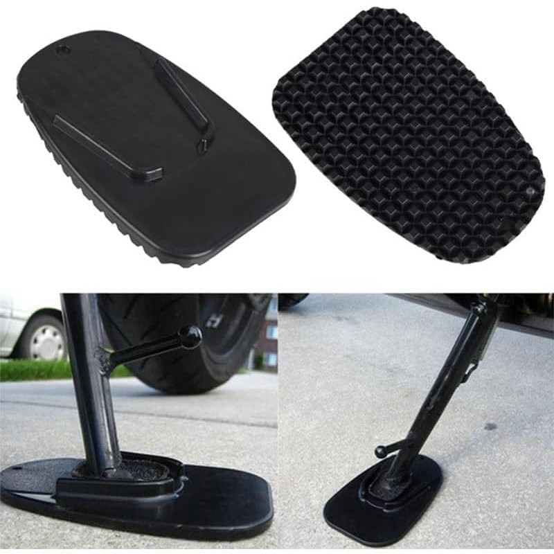 2 Pcs Black Motorcycle Side Kickstand Non-Slip Plate Base Parking