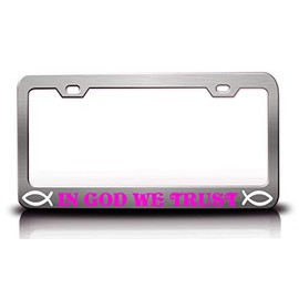 Customola in GOD WE Trust Christian Metal License Plate Frame Style 37 Black