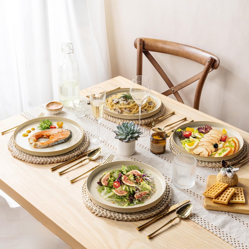 theterra Dinner Plates Set of 6, 10.25 Inch Ceramic Dinner