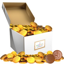 The Dreidel Company Chocolate Candy Milk Chocolate Coins, Hanukkah Gelt, Gold Coins, Made with Belgian Chocolate, Gluten Free, Non GMO, Nut-Free, Kosher Certified (500-Pack)