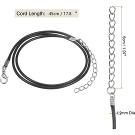 Waxed Necklace Cord - 12pcs Waxed Leather Necklace Cord with Clasp,1.5mm Leather Necklace Cord for Jewelry Making,Adjustable Necklace Cords Necklace String(45-50CM)for Pendant Making Necklace Bracelet