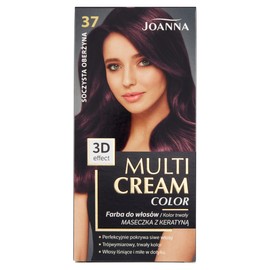 Joanna Professional Multi Cream Color Haarfarbe für Frauen - Sorgt für Lang Anhaltende Farbe - 3D-Tiefeneffekt - Deckt Graue Haare ab - Ansatzfarbe - Farbe Aubergine Pur 37 - Komplettset