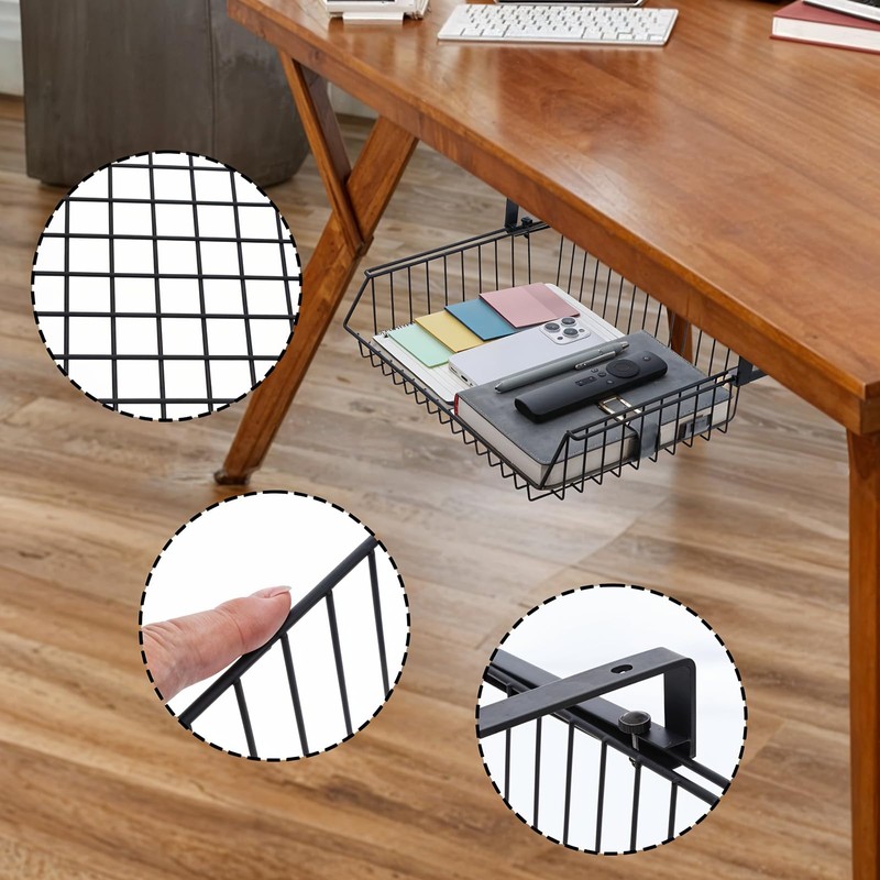 Under Desk Drawer, Slide Out Design,No Drill Metal Under Desk