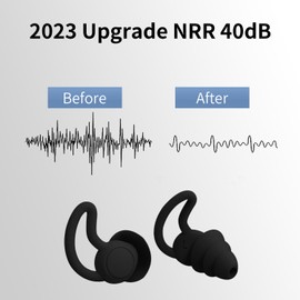 LIHOBI Noise Reduction Ear Plugs, NRR 40dB Ultra Comfortable Silicone Reusable Ear Plugs for Sleeping, Snoring Swimming, Studying, Concerts, Noise Cancelling and Hearing Protection Black