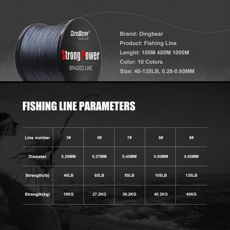 Dingbear 437Yd/400m 105LB/0.50mm Super Strong Pull Generic Braided Fishing Line