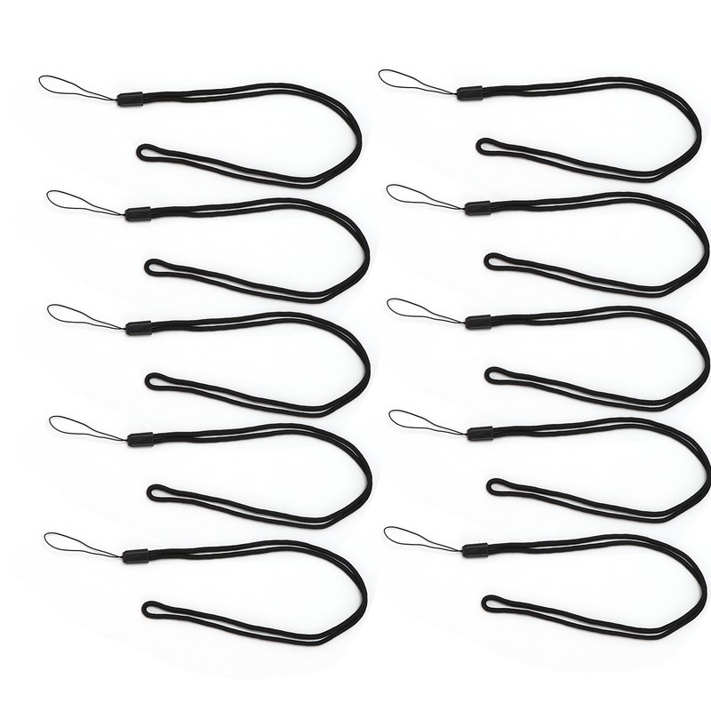 10pcs Neck Lanyard Black Polyester Badge Holder for Students Staff