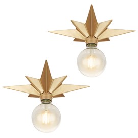 2 Pack Flush Mount Ceiling Light - Star Lights Fixture Hallway Lighting Fixtures Modern Ceiling Lights Brass Flush Mount Light Fixture for Kitchen Bathroom Bedroom Entryway (Bulb not included)