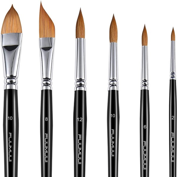 Sable Watercolur Paint Brushes-Kolinsky Water Colour Artist Paint Brush 6PCS