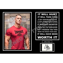 John Cena Autographed Inspirational Wrestling Poster, A4 Print Only 30x21cm
