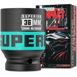 Aiourx 3/4” Drive Impact Socket, 36 mm Deep Socket, Metric Axle Nut Socket, 6 Point, CR-MO, Automotive Truck Maintenance, Mechanical Equipment Maintaince