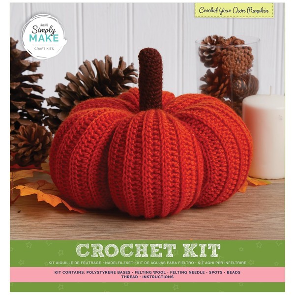 Simply Make Crochet, Halloween Themed Kit, Velour Pumpkin, Home Decor Fabric Craft Set