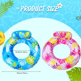 Wovnet 2 Pcs Large Inflatable Pool Float Tube Chair 37 Inch Hawaiian Swimming Tube Tropical Swimming Ring Cool Water Hammock Chair for Summer Pool Party(Floral)