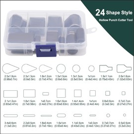 24 Style Hollow Punch Cutter Tool, One Hole Leather Cutting Tools with Box, Different Shape Punch Tool Set Hole Leather Hollow Punch Cutter, Craft Tools Kit for Handmade DIY Craft