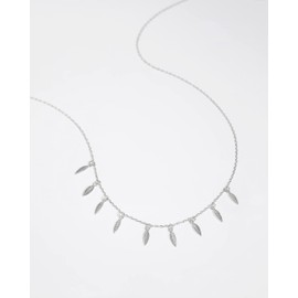 Leaf Necklace for Women 925 Sterling Silver Dainty Minimalist Stackable Layered Necklace Rose Gold Choker Birthday Gifts (Silver)