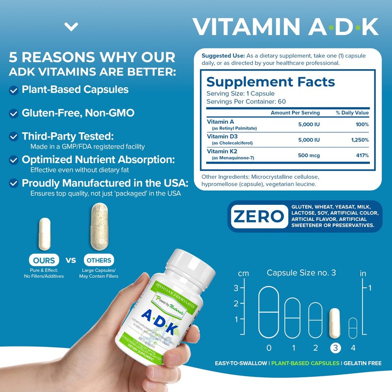Power By Naturals ADK Vitamin Supplement - High Potency Blend