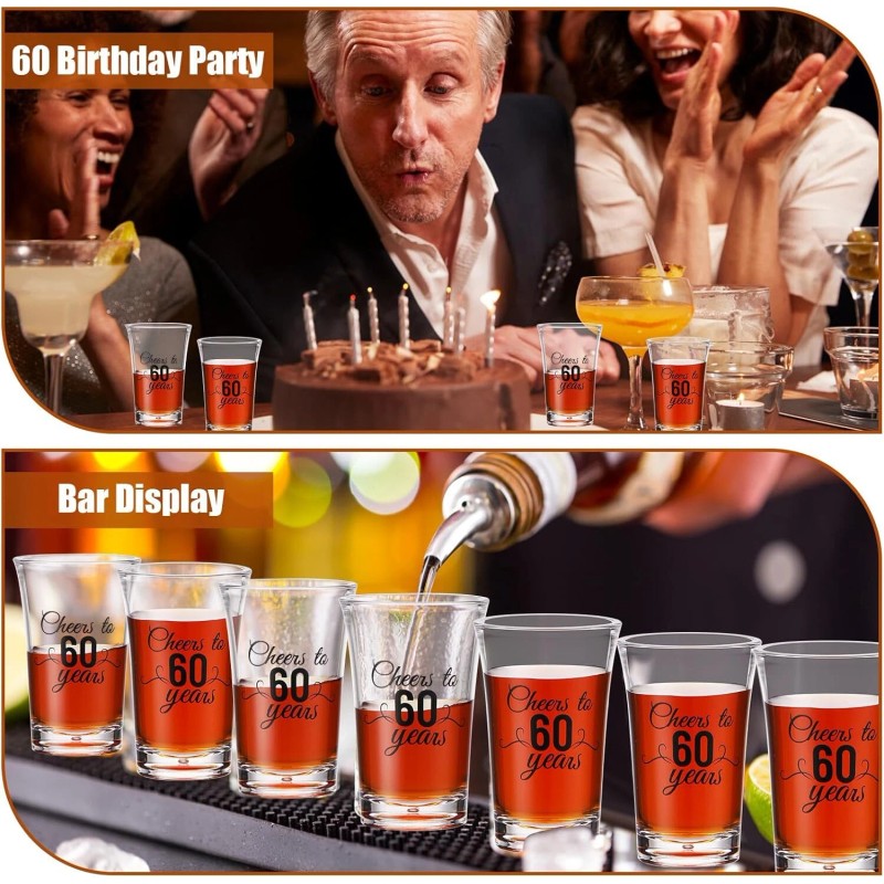Hushee 100 Pcs 60th Birthday Shot Glasses Bulk, 1.4oz Cheers