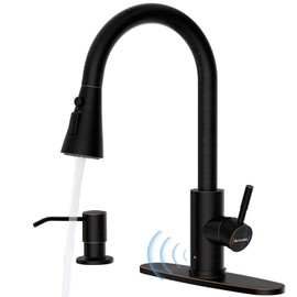 Touchless Kitchen Faucet with Pull-Down Sprayer, Kitchen Sink Faucet Stainless Steel Faucets with Soap Dispensor, Single Handle Hands-Free Sensor Suitable for 1 to 4 Hole Sink, Oil Rubbed Bronze